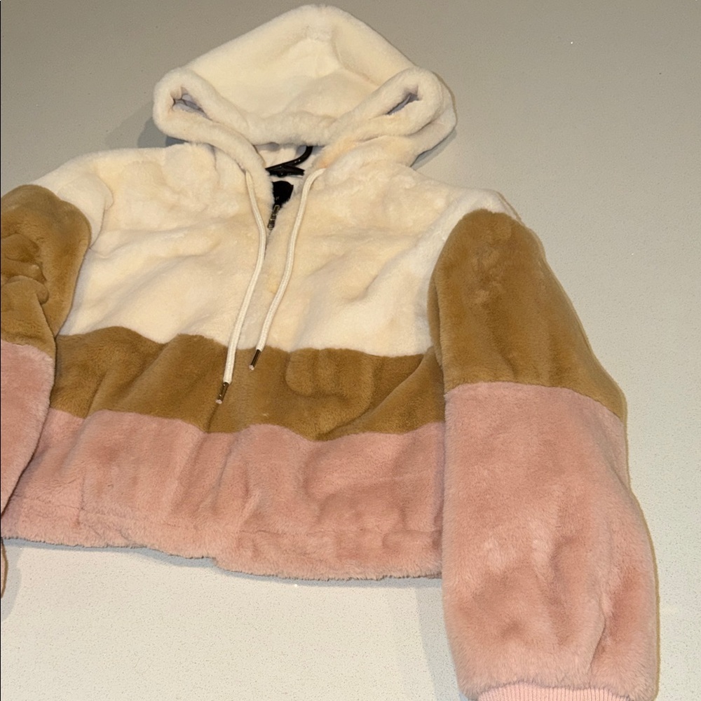 Colorblock Fuzzy Hoodie - Picture 3 of 4